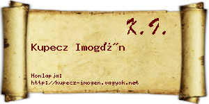 Kupecz Imogén névjegykártya
